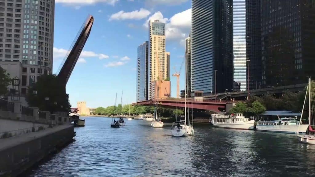 Sailboats in a canal