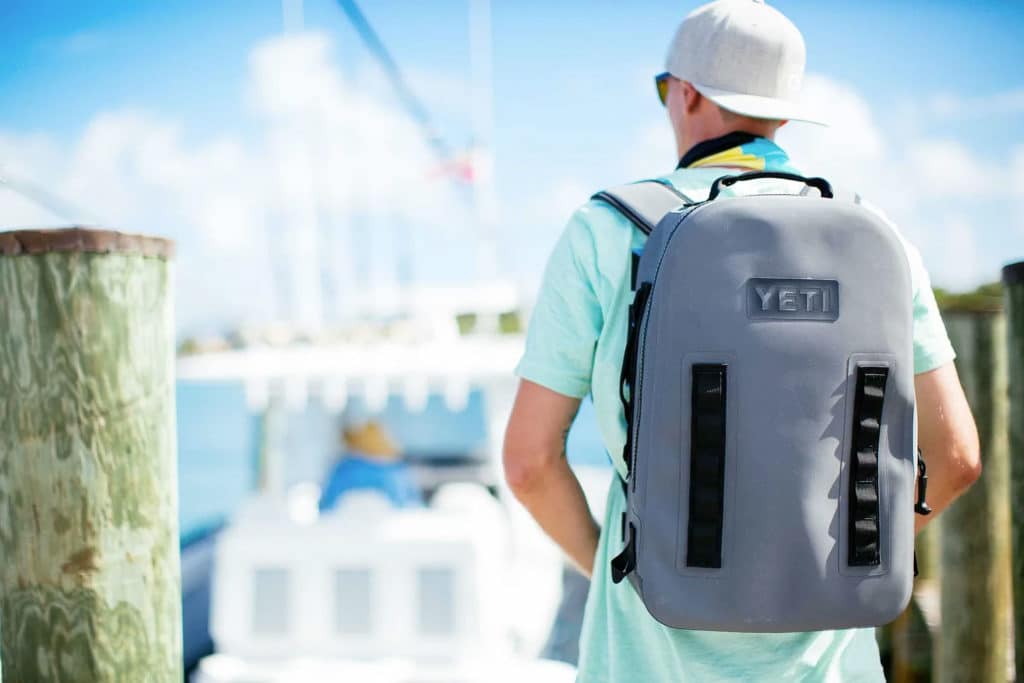 Boater with Yeti backpack