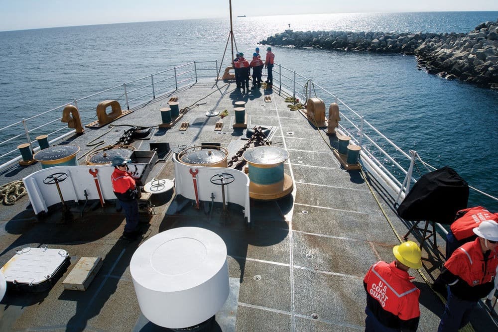 Crew aboard a vessel