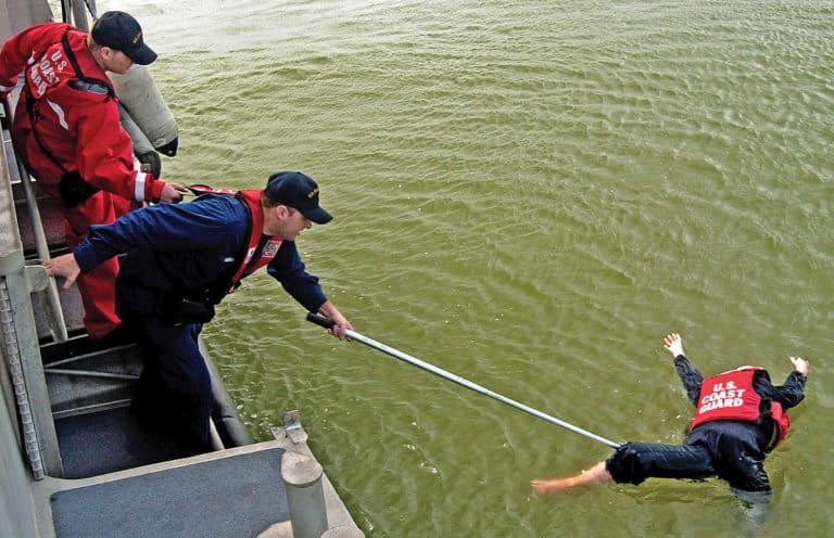 Coast Guard practicing overboard boater rescue