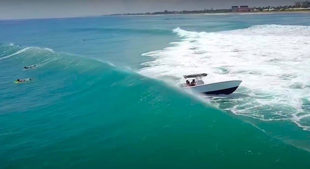 Boat foundering in surf