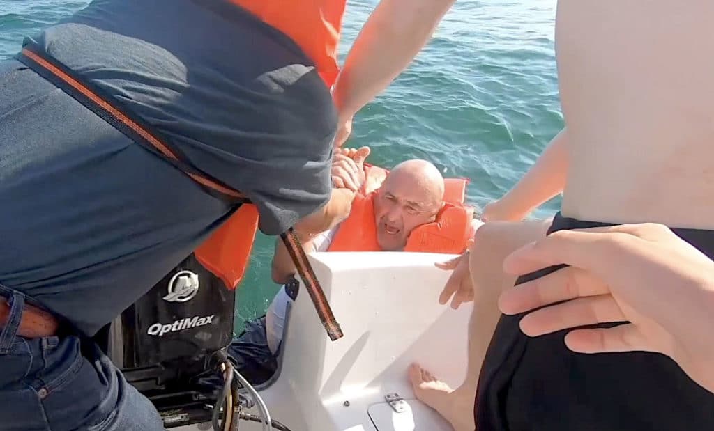 Rescuing an overboard boater