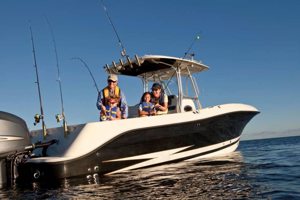 Family out fishing