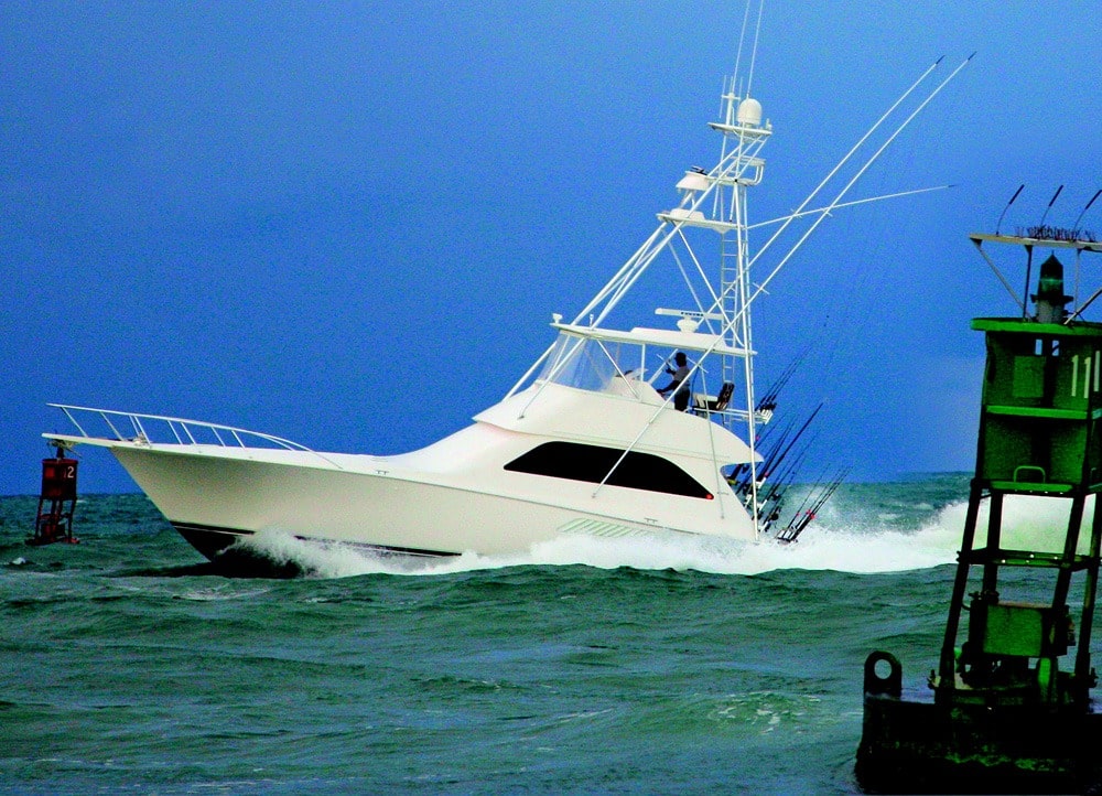 A fishing yacht on the water.