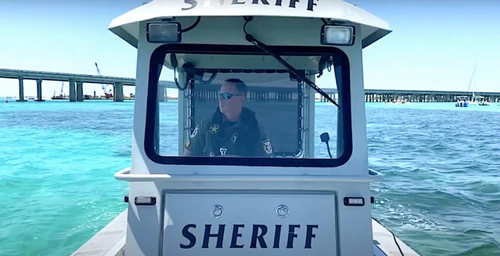 Lt. Brian Parkton operating a patrol boat