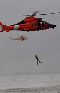 A helicopter flying for a rescue.