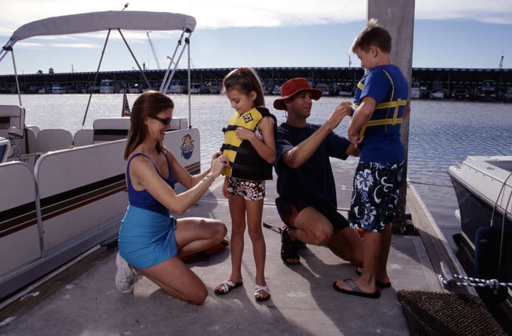 putting on life jackets