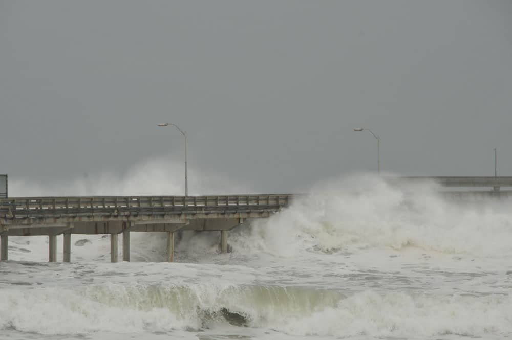 waves hitting road