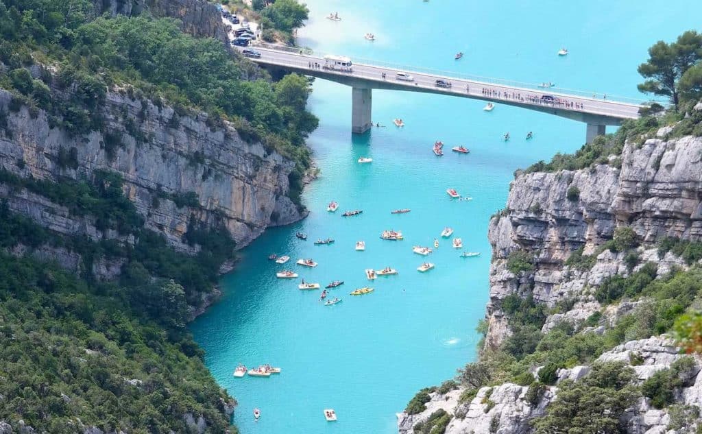 Heavy boat traffic in waterway