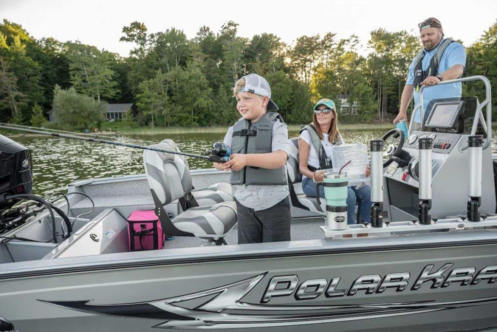 Family fishing from Polar Kraft boat