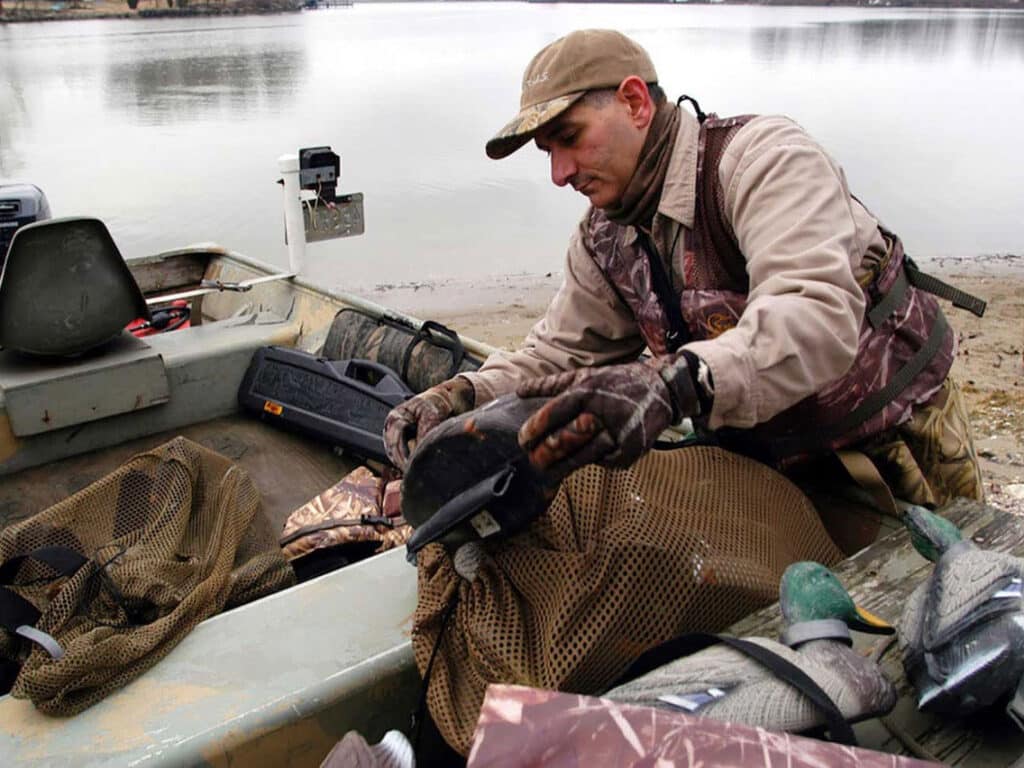 Loading a jon boat for bird hunting