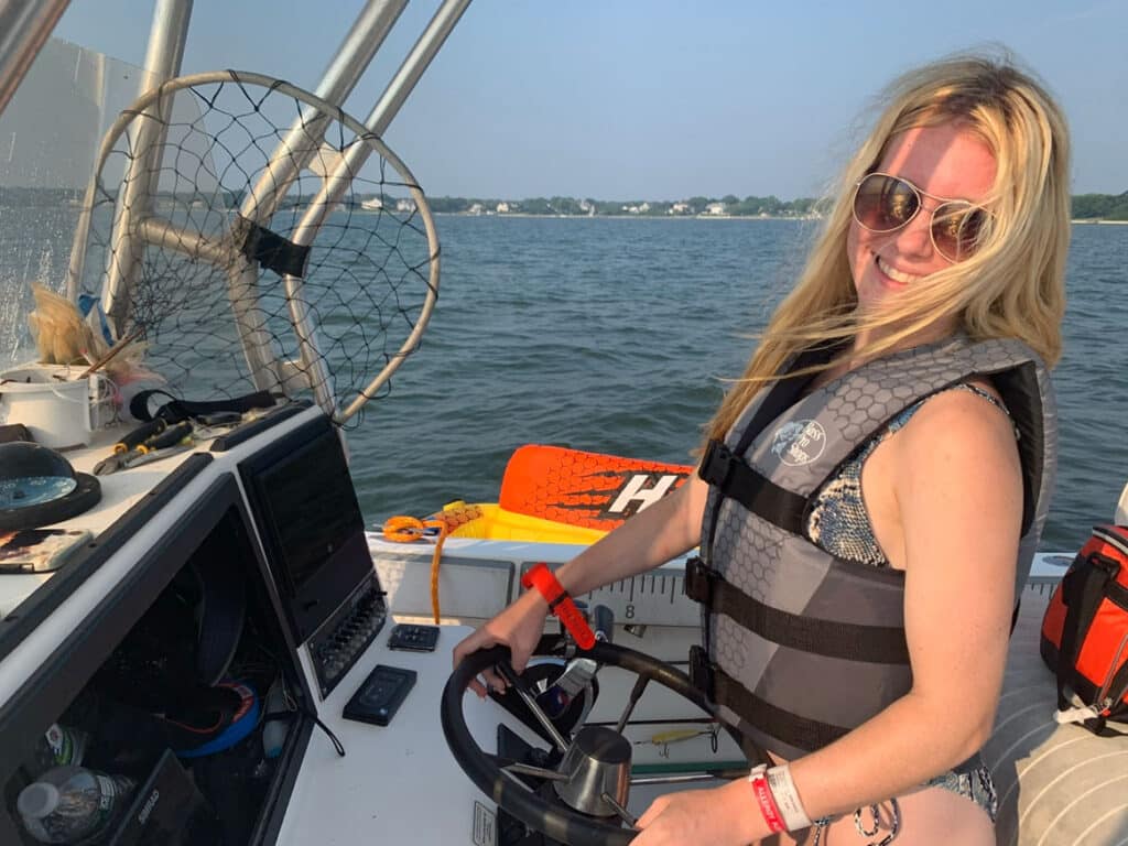 Boater at the helm with ECOS